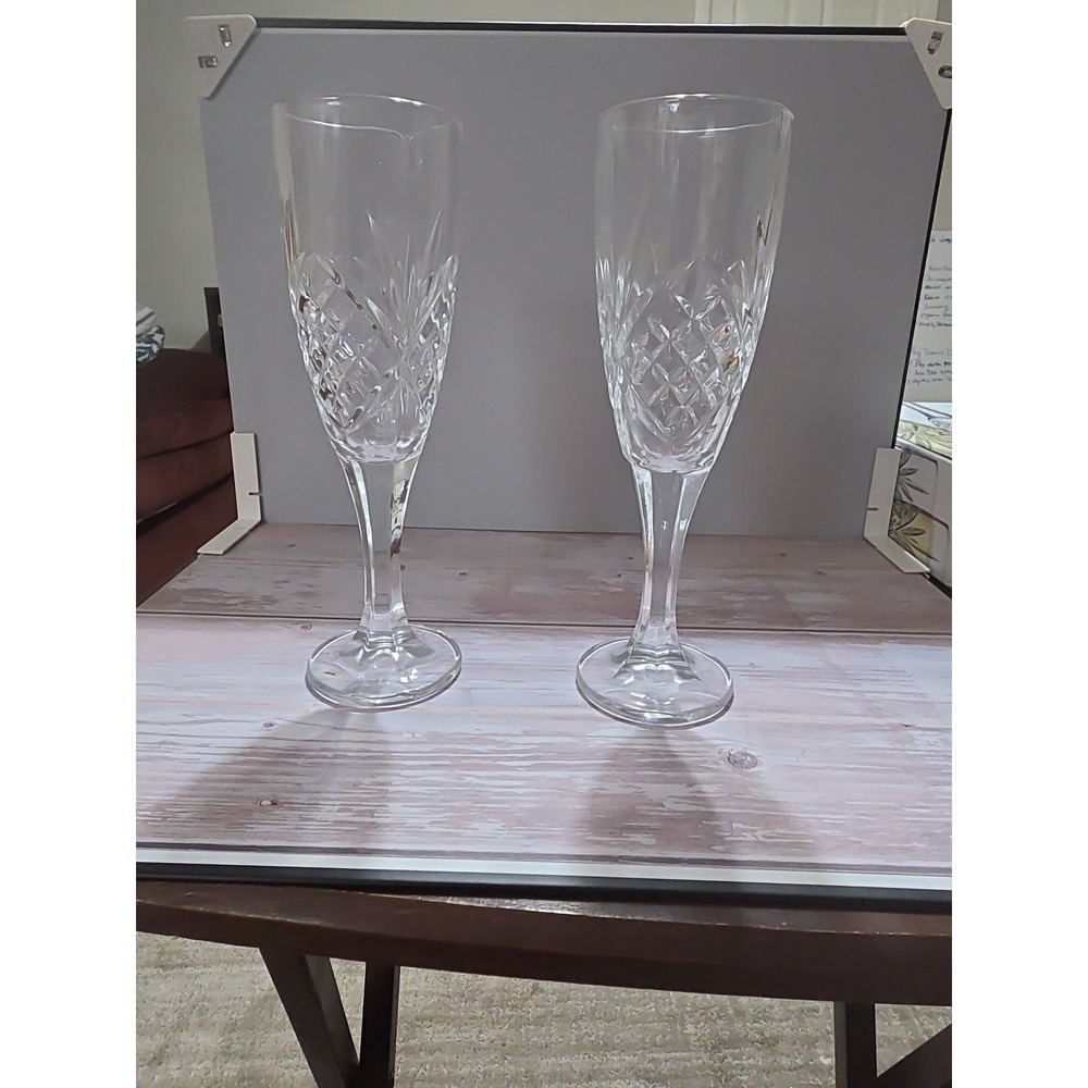 Godinger Dublin Shannon‎ Crystal Champagne Flutes - Set of 2 - In Box